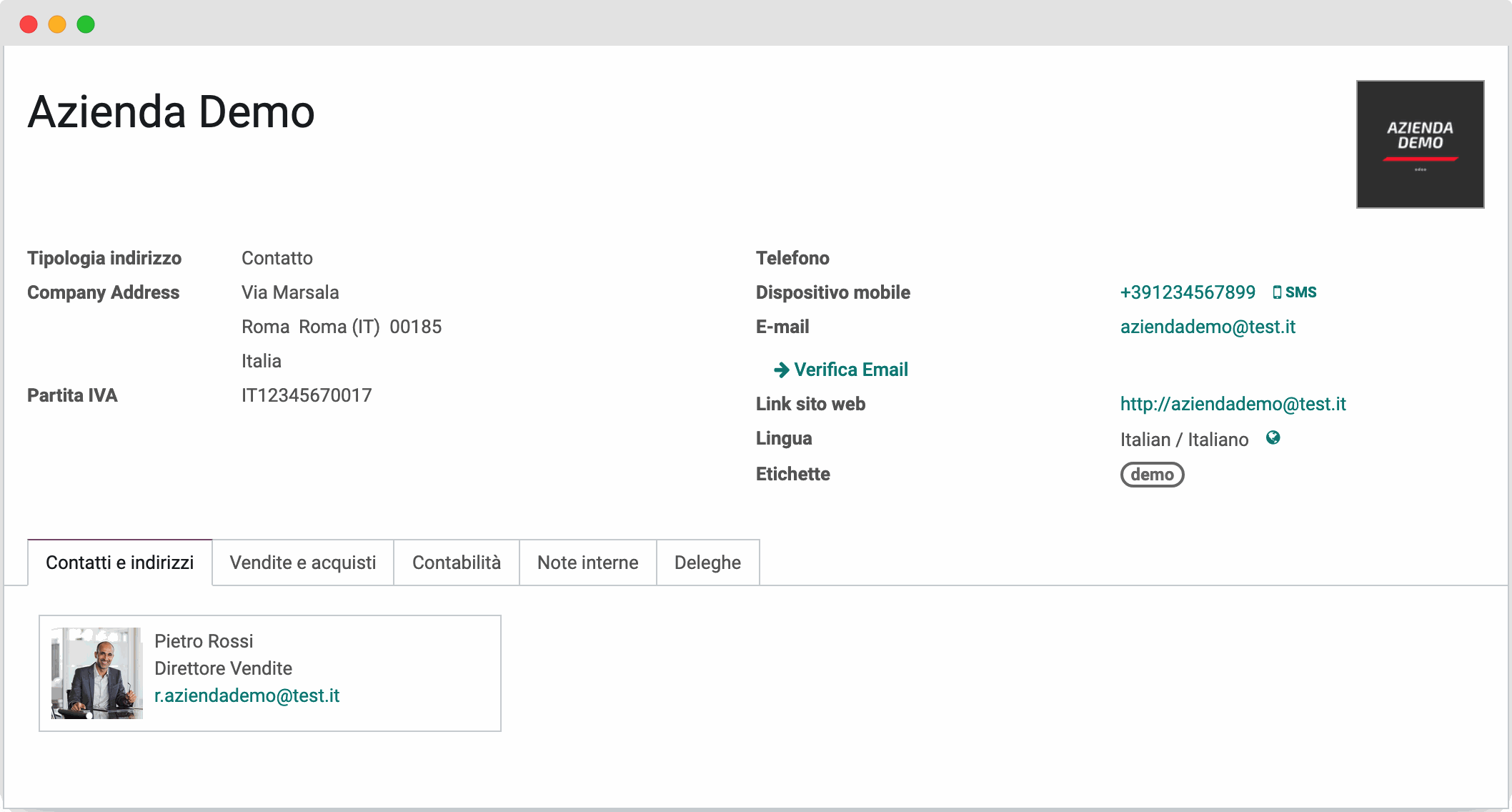 Odoo • Testo e immagine