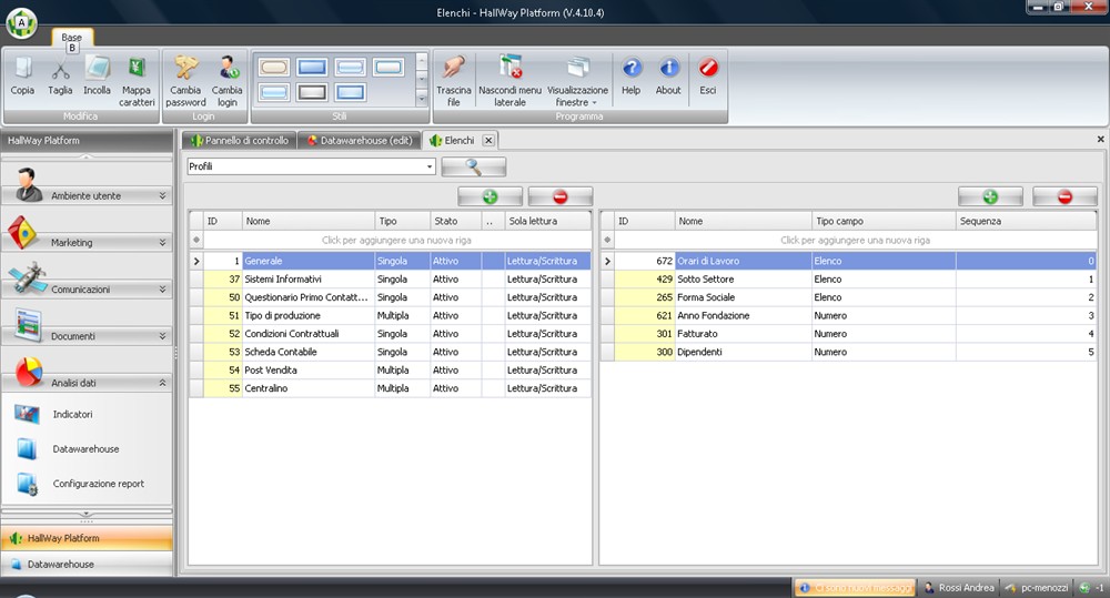 Profili configurazione utente